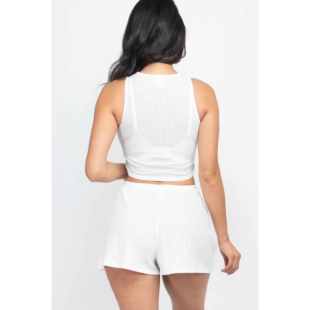 Soft Rib Crop Tank Top & Shorts Set - Picture 4 of 7